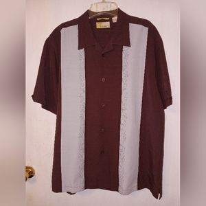 Authentic Cubavera men's shirt Size L maroon with gray stripes